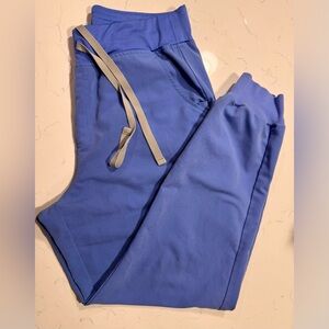 Figs Women's Blue Joggers with Gray Drawstring